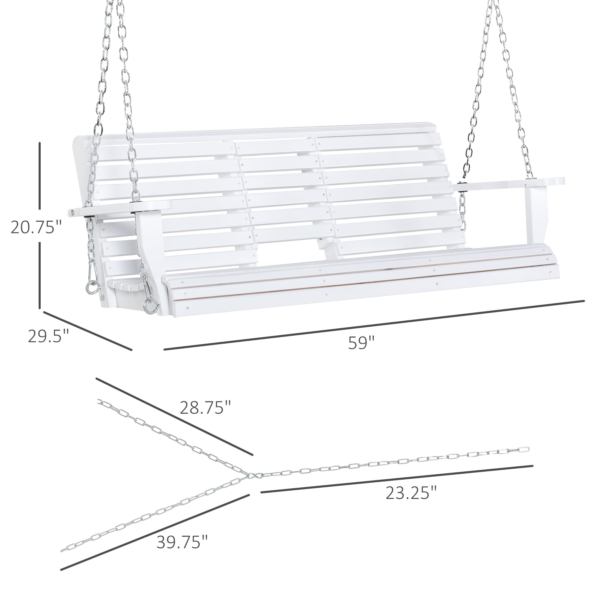 3-Seater Porch Swing with Cupholder