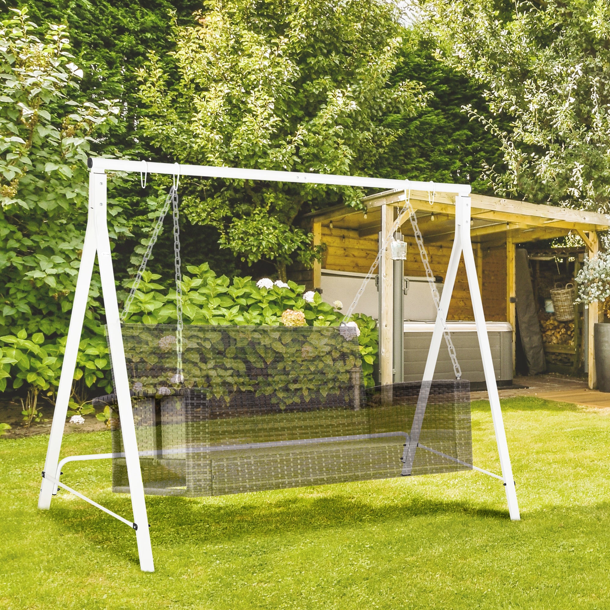 Frame for 3-Seater Porch Swing with Cupholder