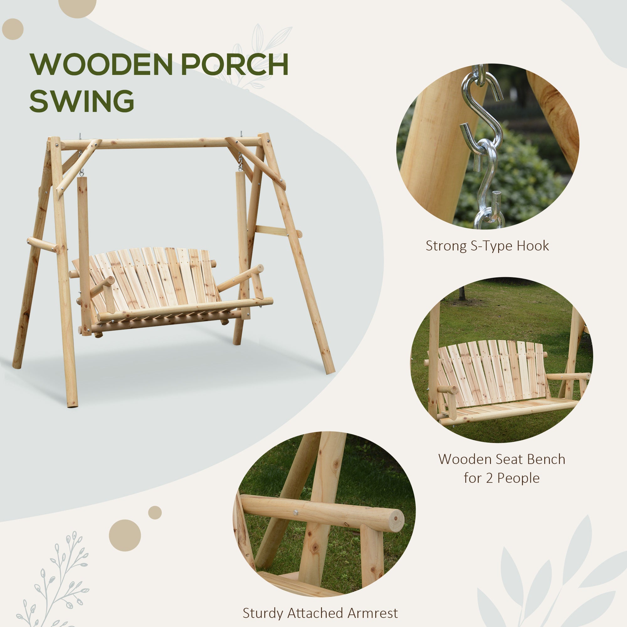 2-Seater Swing Bench with Frame
