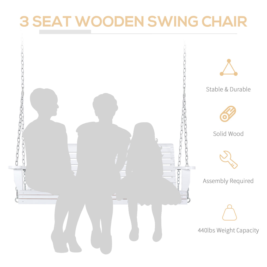 3-Seater Porch Swing with Cupholder