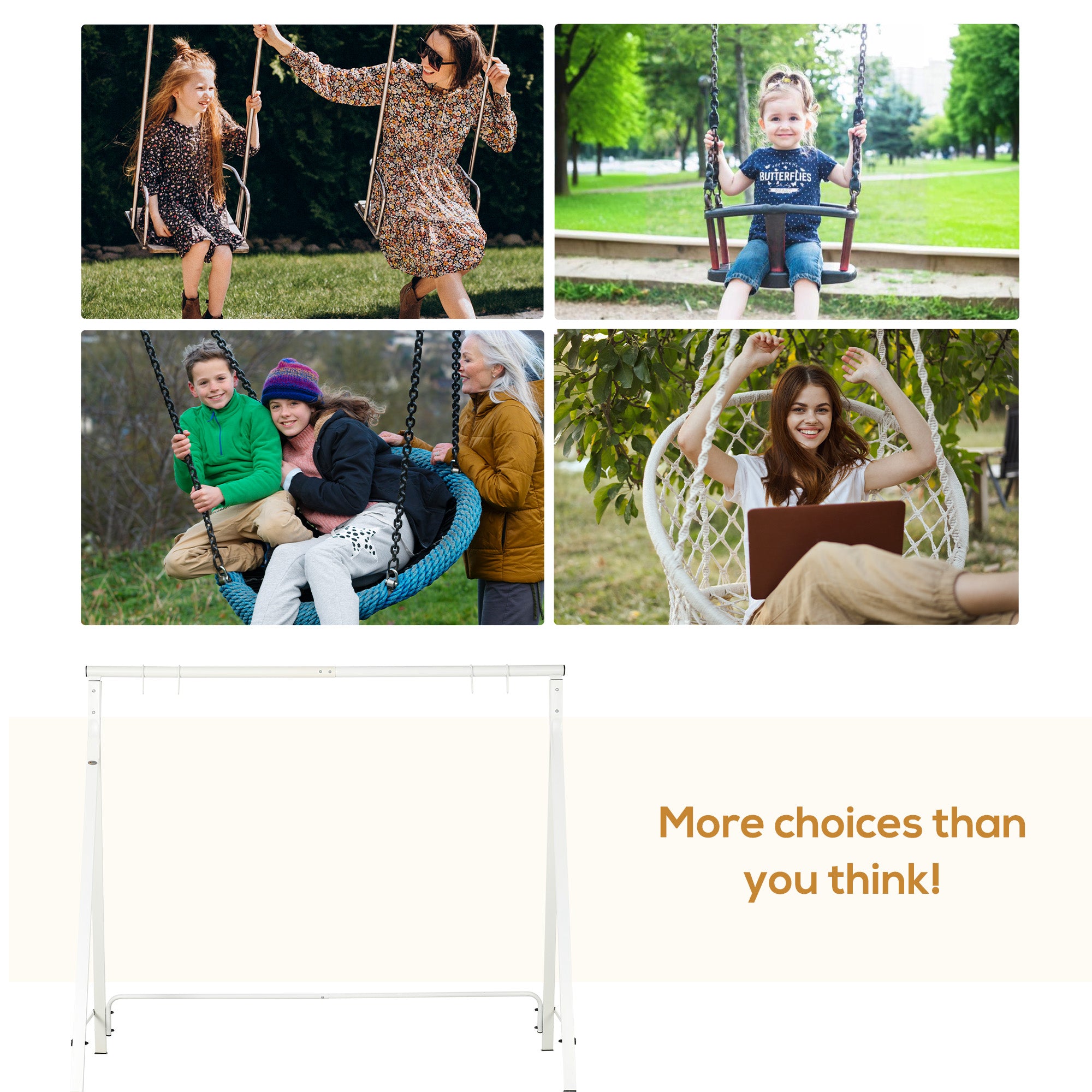 Frame for 3-Seater Porch Swing with Cupholder